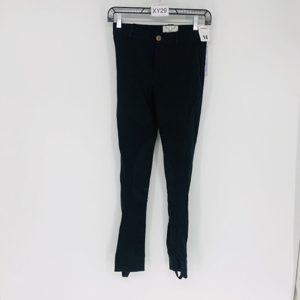 TuffRider Childs Size 14 Black Polyester Front Zip High Rise Riding Casual Pant